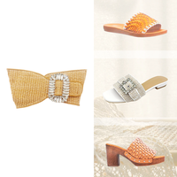 Nouvelle Collection 2025 – Tige de Chaussure Semi-Finie en Paille Tressée avec Strass, Respirante et Durable, pour Sandales Femme – Vente en Gros