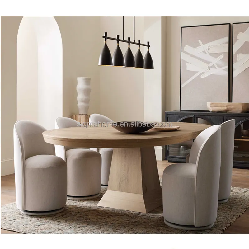 เก้าอี้โต๊ะทานอาหารทำจากไม้ทรงสี่เหลี่ยมผืนผ้าดีไซน์ลานหรูหราออกแบบได้ตามต้องการ