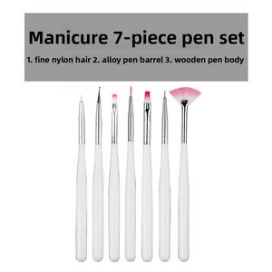 Ensemble de 7 pinceaux pour nail art, liner, pointillage, peinture, <span class=keywords><strong>dessin</strong></span>, sculpture, stylo UV, gel, outil de manucure, pinceau à ongles - Product Image 3
