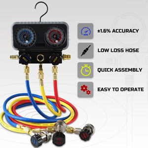 AC <strong>Gauge</strong> Set, Automotive <strong>Manifold</strong> <strong>Gauge</strong> R1234YF <strong>R134A</strong> and R404A Refrigerants, Works on Car Freon Charging and Evacuation - Product Image 2