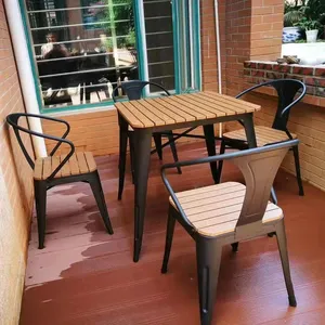 Штабелируемый деревянный металлический стул для бистро, балкона, павлина, патио, наружный обеденный металлический стул с подлокотниками