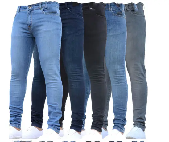 2022 Latest Fashion Solid Color Blank Tapered Jeans Men Slim Fit Best Quality Fashion Skinny Long Jeans Pants for Men