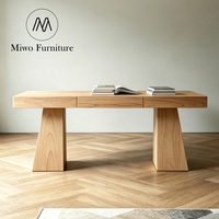 Bureau d'apprentissage au design contemporain, table moderne et simple pour ordinateur, écriture et jeux, bureau personnalisé en chêne blanchi avec tiroir