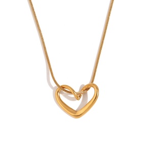 18K goud roestvrij staal holle hart hanger choker ketting voor vrouwen slangketting PVD waterdichte mode minimalistische sieraden - Product Image 1