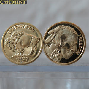 金貨イスラム1グラム金メッキシルバーインド頭バッファローラウンドシルバーとゴールドコイン - Product Image 6