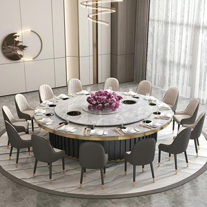 Hotel Suite Luxury Dining <b>Table</b> Set With Lazy VIP Room Smart Big Marble Round <b>Chairs</b> ZZ362 Modern Design Adds Contemporary Elega - Product Image 5