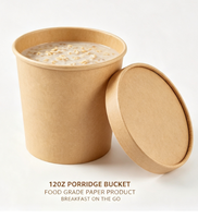 Bol à soupe en papier kraft imprimé OEM ODM, recyclable, jetable, avec feuille d'or, à paroi simple, pour porridge, petit-déjeuner et emballage à emporter