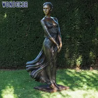 Estatua Sexy de bronce de tamaño real para mujer, escultura artística de Metal con pátina fina