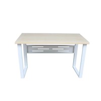 Table de bureau contemporaine en acier avec finition bois, bureau informatique en métal pour mobilier de bureau d'entreprise