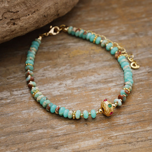 Pulsera de Piedras Naturales con Baño de Oro, Unisex, Regalo, Joyería, Azure Rain Jinhua, Éxito de Ventas Transfronterizo - Product Image 1