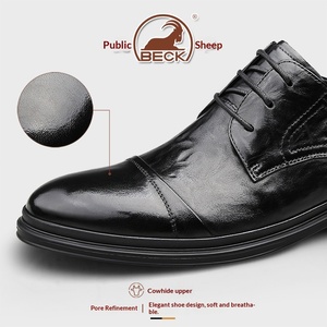 Chaussures en cuir décontractées pour hommes Ram, nouvelle collection automne 2025, en cuir véritable, style Derby, formelles, à lacets, noires, marron, respirantes - Product Image 1