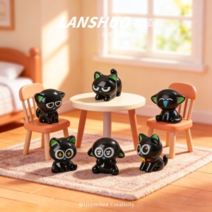 Luo Xiaohei Mini Figurine Resin Animal Cartoon <b>Toy</b> Desktop Decoration Home Ornament DIY Craft Set - Product Image 1