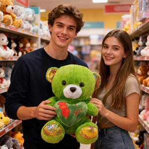 Oso de Peluche en Forma de Corazón de 32 cm de Altura, Relleno de Algodón PP, Material Suave para Aliviar el Estrés, Regalo para Parejas en San Valentín, Venta al Por Mayor - Product Image 3