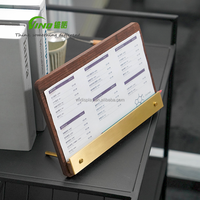 Support de menu personnalisé en bois moderne avec bordure métallique antirouille pour buffet traiteur, comptoir vertical VINO sur mesure pour intérieur