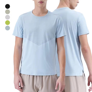 T-shirts unis pour hommes, col rond, séchage rapide, t-shirt de sport, manches courtes, 100% polyester, t-shirt de sport - Product Image 1