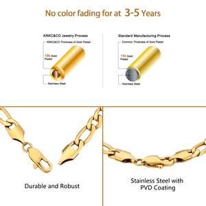 Pulsera de Cadena Figaro de Acero Inoxidable 316L con Baño de Rodio y Oro de 18K, Estilo Cubano Simple de 5mm para Mujer, Clásica y Resistente al Deslustre - Product Image 2
