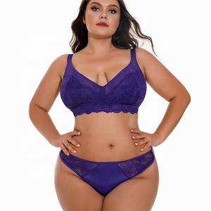 2021 Hot Sale Free Wire Seductive See Through Super Plus Size XXL Bra Lace Sexy Lingerie Set