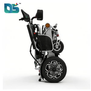 Fauteuil roulant électrique pliable et inclinable avec dossier réglable, rampe d'accès pour personnes à mobilité réduite, support cervical et roues larges - Product Image 3