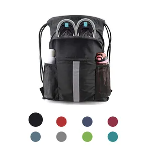 Be Prepared For Gym Day Wholesale drawstring backpack with water bottle  holder 