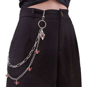 Cadena de cintura de doble capa con colgante de corazón rojo de mariposa vampiro, estilo europeo americano, accesorio de Halloween - Product Image 1