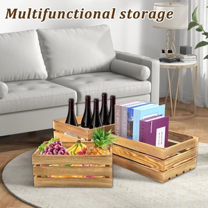 Caja de Almacenamiento de Madera, 30x20.5x12.5cm, Apilable, Cesta de Madera Maciza para Frutas y Verduras, Organizador de Escritorio para el Hogar - Product Image 4