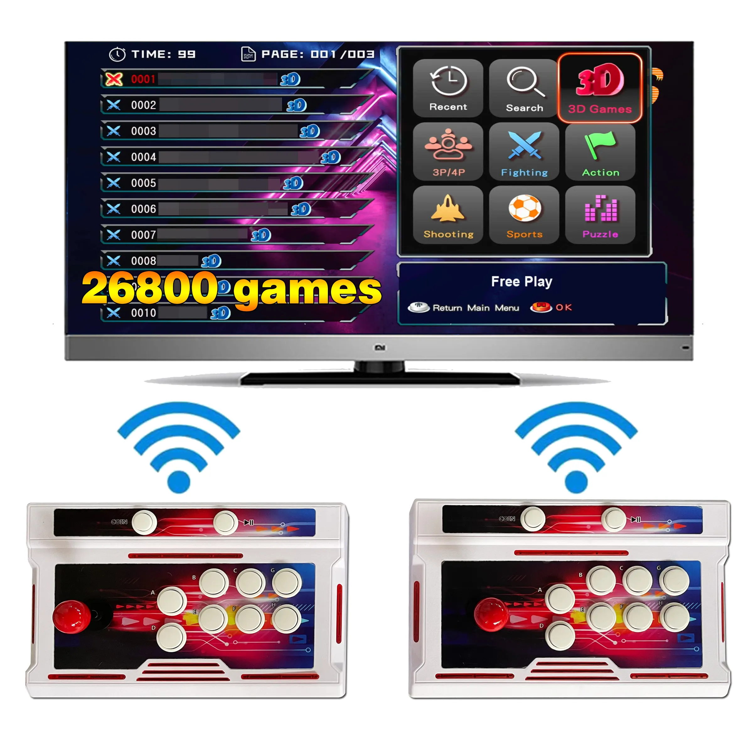 26800 em 1 vídeo HD 3D game console família festa retro moeda operado console de jogo Pandora arcade controlador sem fio