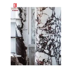 럭셔리 천연 카라라 흰색 보라색 슬래브 Calacatta 비올라 대리석 벽 및 바닥 타일
