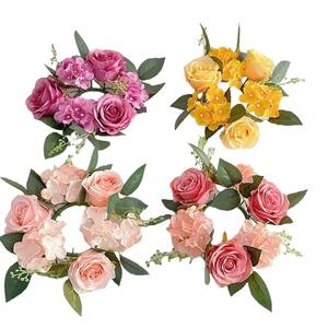 Style européen Style moderne Noël Pâques Graduation Table de mariage Verdure Soie Artificielle Roses Bougeoir Guirlande Décor - Product Image 1