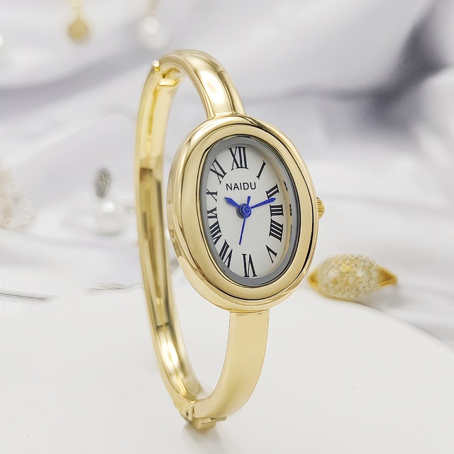 2025 New Oval Beautiful Ladies Watches for Women Girl Simple Silver Gold Cute Quartz Elegant Minimalist Bangle Wristwatches