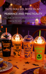 <strong>Christmas</strong> Helloween <strong>Cup</strong> for Coffee Milk <strong>Tea</strong> Water with Custom Logo Reusable PS Plastic BPA Free Eco-friendly Wholesale - Product Image 3