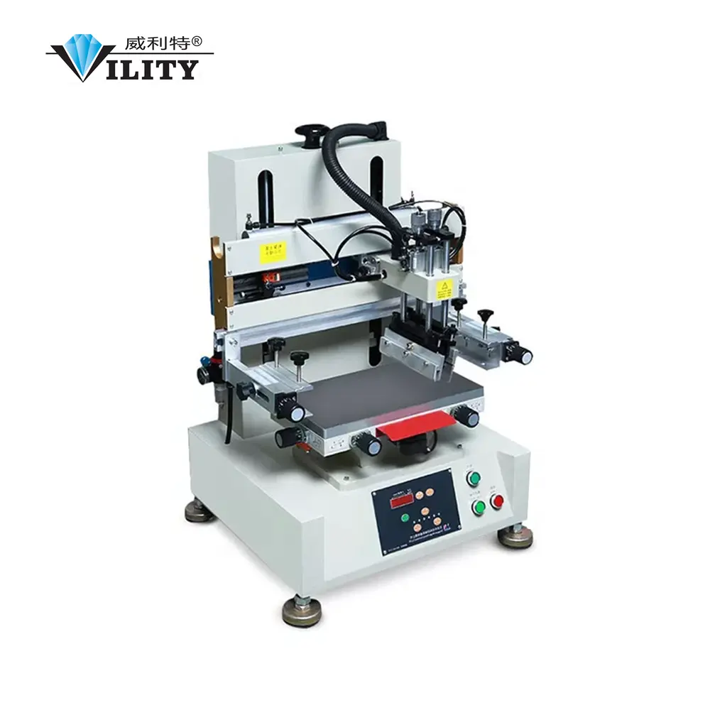 VT-4060MN düz vakum masa yarı otomatik Mini serigrafi baskı makinesi