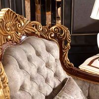 Canapé européen en bois massif sculpté Villa française de luxe Meubles de salon Fauteuil en tissu pour la maison Chaise d'appoint