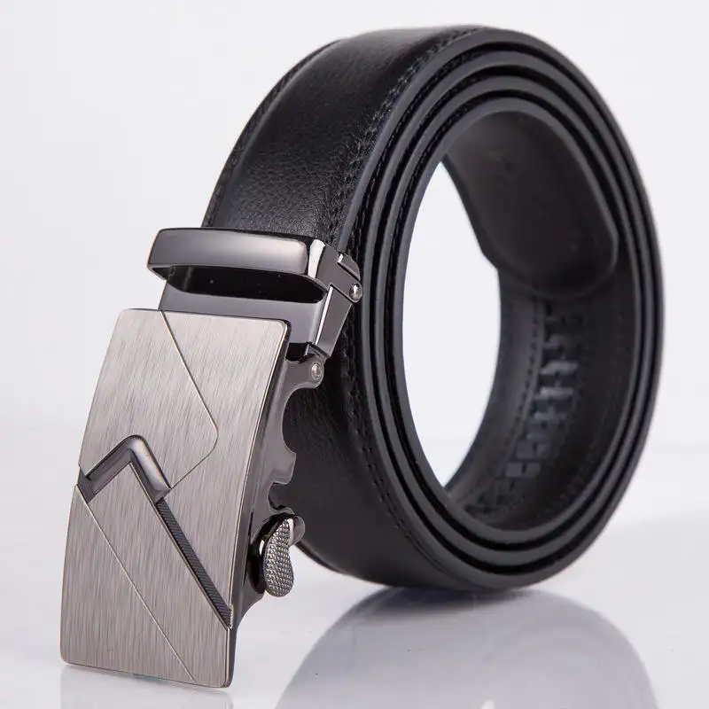 Factory Stock Genuine Leather Belt Classic Man's Automatic Belts For Men Cow Leather Ratchet Belt