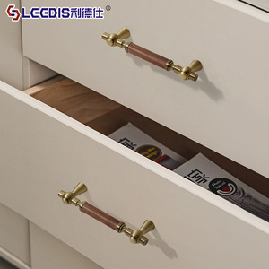 LCCDIS Solid Brass Wooden Handle T-Shaped Chinese Style Drawer Wardrobe Door <b>Knob</b> Durable Furniture Hardware - Product Image 2