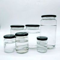Pot en verre hermétique rond vide de 25 ml à 1000 ml pour cornichons, confiture, aliments, avec couvercle métallique