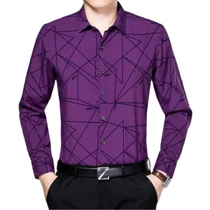 Lanwo Роскошные Модные осенние рубашки для мужчин с логотипом на заказ хлопковые простые геометрические полосатые мужские классические рубашки с длинным рукавом