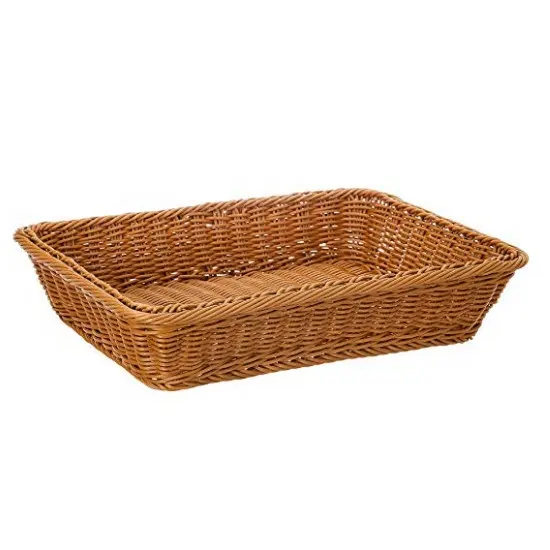 Poly cesta de pão de tecido longo, cesto de alimentos frutas, legumes, cesta de servir restaurante, marrom
