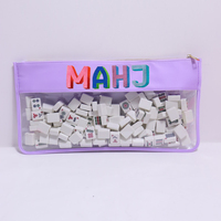 Pochette zippée transparente grande taille personnalisable pour broderie DIY, sac de rangement transparent pour tuiles de Mahjong américain, pochette supérieure transparente en nylon