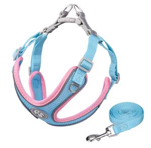 Conjunto de correa de arnés para perro mascota transpirable reflectante ligero hecho de gamuza y tela de malla - Product Image 2