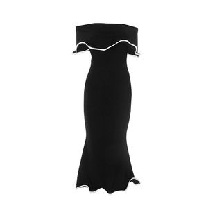 <span class=keywords><strong>Robe</strong></span> Longue de Soirée Midi <span class=keywords><strong>Noire</strong></span> Décontractée, Volantée, Épaules Dénudées, <span class=keywords><strong>Bustier</strong></span> Sans Bretelles, Élégante pour Femme - Product Image 6