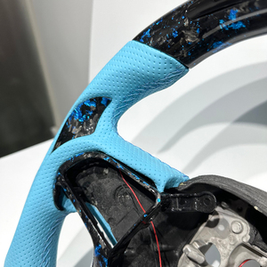Volant en cuir bleu avec LED et fibre de carbone forgée pour <span class=keywords><strong>Dodge</strong></span> Charger Challenger SRT 2019 <span class=keywords><strong>2020</strong></span> 2021 2022 2023 - Product Image 5