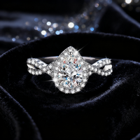 Hete Verkoop S925 Sterling Zilveren Peer Gesneden 1ct Moissanite Ring Traan Vorm Luxe 1 Karaat D Kleur Moissanite Ring Voor Vrouwen
