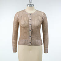 Cardigan en maille décontracté pour femme, 76 % polyester, col rond, manches longues, anti-rétrécissement, anti-boulochage, anti-plis, respirant