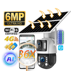 Caméra solaire PTZ 4G à double objectif Ubox AOV, caméra de <span class=keywords><strong>surveillance</strong></span> extérieure à suivi automatique, 6MP, zoom optique 36X, <span class=keywords><strong>enregistrement</strong></span> vidéo 24/7 - Product Image 2