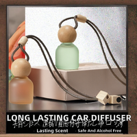 Désodorisant de voiture longue durée 10 ml sans sulfate, flacon en verre suspendu avec bouchon en bois, diffuseur sans alcool, 6 mois, personnalisable