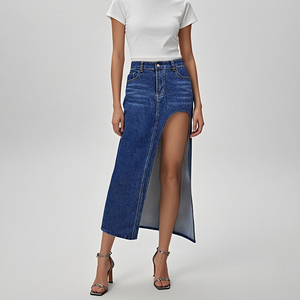 2025 haute fourche ouverte demi-corps <span class=keywords><strong>jupe</strong></span> en <span class=keywords><strong>jean</strong></span> femmes 2025 printemps et été nouvelle <span class=keywords><strong>jupe</strong></span> mi-longue de couleur unie lavée - Product Image 6