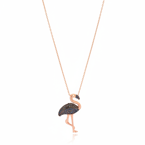 Flamenco Animal diseño negro circón piedra encanto colgante turco hecho a mano venta al por mayor 925 joyería de plata esterlina - Product Image 2