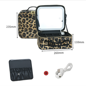 Estuche de Maquillaje Apilable de Cuero PU de Gran Capacidad, Estilo Europeo de Alta Gama, Transpirable, con Espejo - Product Image 3