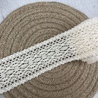 Ruban en dentelle crochetée ethnique de luxe TROYA, style français, garniture vintage en coton pour couture, idéal pour les loisirs créatifs et le scrapbooking