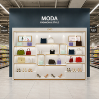 Vitrine de présentation de luxe sur mesure avec éclairage LED pour sacs à main et chaussures, meuble de présentation pour magasin de sacs et chaussures